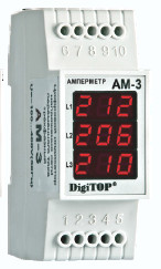 Амперметр Aм-3 (зовнішній ТТ) DIN трифазний, фото 1