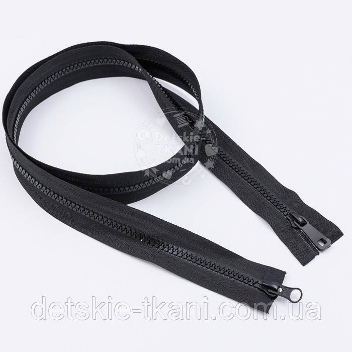 Блискавка тракторна тип 5 з двома бігунками, чорного кольору, довжина 93 см, фото 1