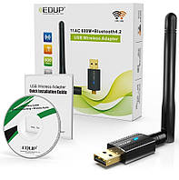 USB wifi адаптер 2 в 1 EDUP 600M USB 2.0 + Bluetooth 4.2 двохдіапазонна мережа 2.4 G / 5G #100204-2