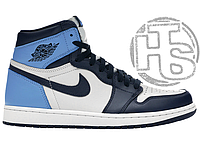 Мужские кроссовки Air Jordan 1 Retro High Obsidian UNC White Blue 555088-140