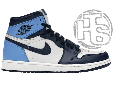 Чоловічі кросівки Air Jordan 1 Retro High Obsidian UNC White Blue 555088-140, фото 2