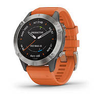 Смарт-часы Garmin Fenix 6 Sapphire Titanium с оранжевым ремешком