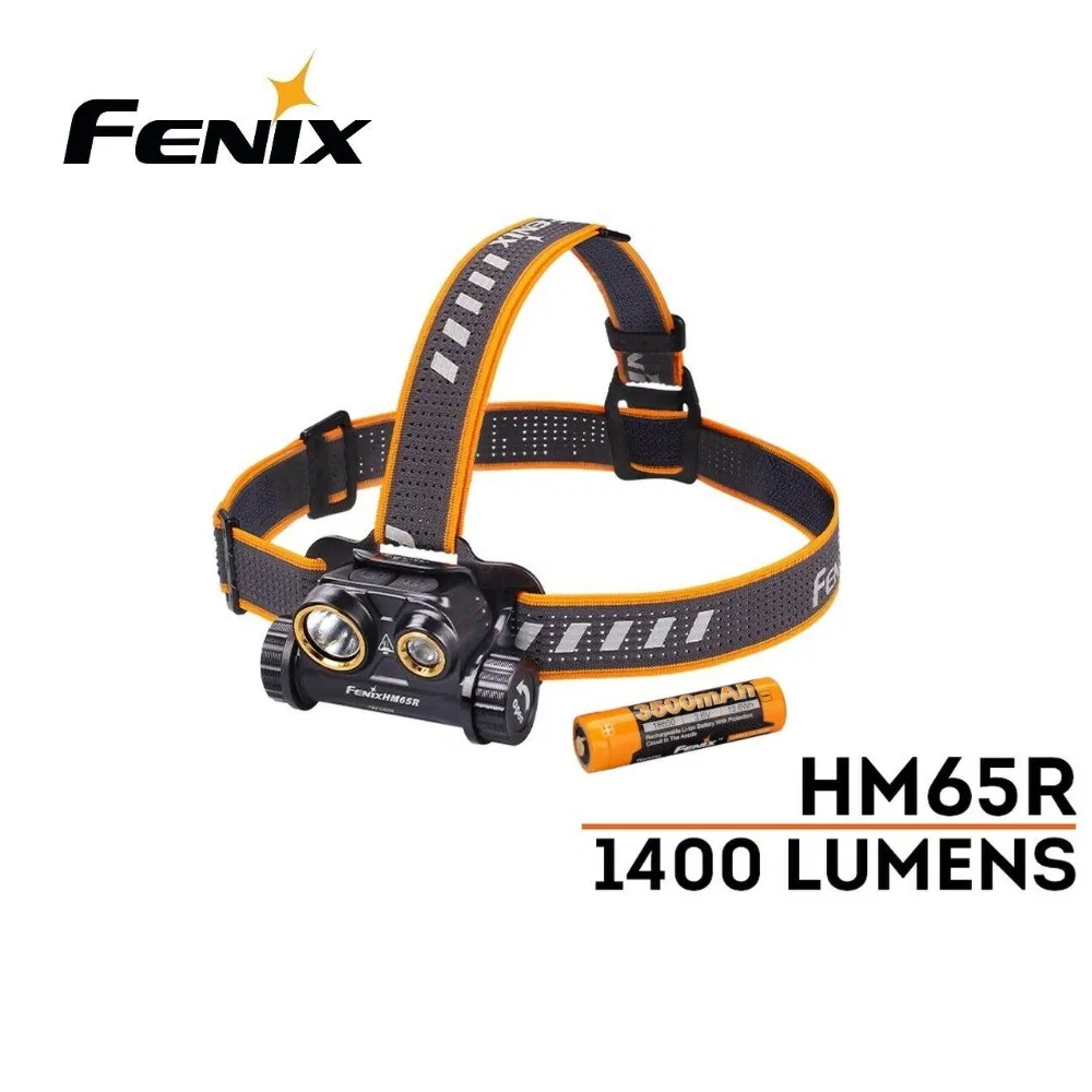 Налобний ліхтар FENIX HM65R 1400LM 18650 АКБ 3500mAh+USB, фото 1