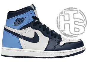 Жіночі кросівки Air Jordan 1 Retro High Obsidian UNC White Blue 555088-140