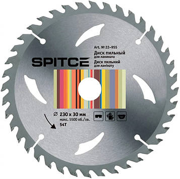 Диск пильний 230х30mm (перехідник 30/22.2mm) 54Т для ламінату SPITCE