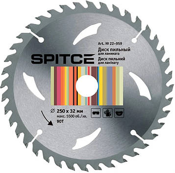 Диск пильний 250х32mm (перехідник 32/30mm) 90Т для ламінату SPITCE