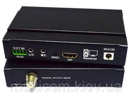03-03-193. HDMI EXTENDER: передавач (TX) + приймач (RX) + IR + RS232, over coax cable with F, до 100м, HSV395