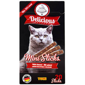 Колбаски для кошек TOMi Delicious Mini Sticks Salami с салями 20 шт.