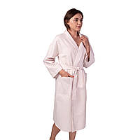 Вафельный халат Luxyart Кимоно размер (46-48) М 100% хлопок пудровый (LS-134)