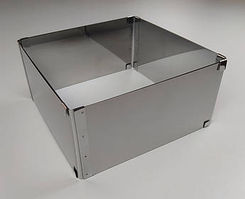 Кондитерська розсувна форма для випічки квадратна 20×20 см | нержавіюча сталь | висота 10 см | розсувається до 38×38 см