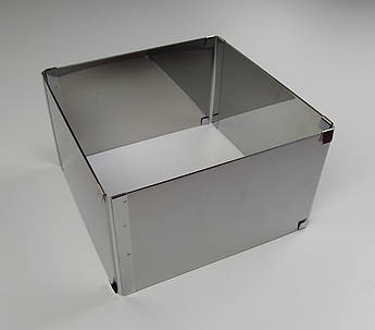 Кондитерська розсувна форма для випічки квадратна 20×20 см | нержавіюча сталь | висота 12 см | розсувається до 38×38 см