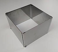 Кондитерская раздвижная форма для выпечки квадратная нержавеющая сталь 20см*20см, В - 14см.