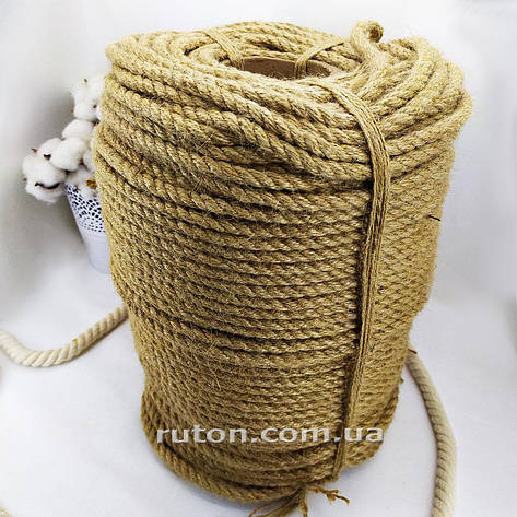 Джутовий декоративний канат, мотузка для блокхаус 8 мм 100 м, фото 2