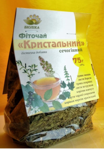 Сечогінний чай від набряків Кришталевий 75 г-мочогінний трав'яний збір трави для нирок виведення солей із нирок
