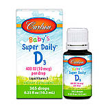 Вітамін Д для дітей краплі Carlson Labs Baby's Super Daily D3 400 IU 10.3 мл, фото 3