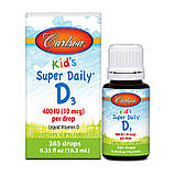 Вітамін Д3 для дітей Carlson Labs kid's Super Daily D3 400 IU 10.3 мл, фото 4