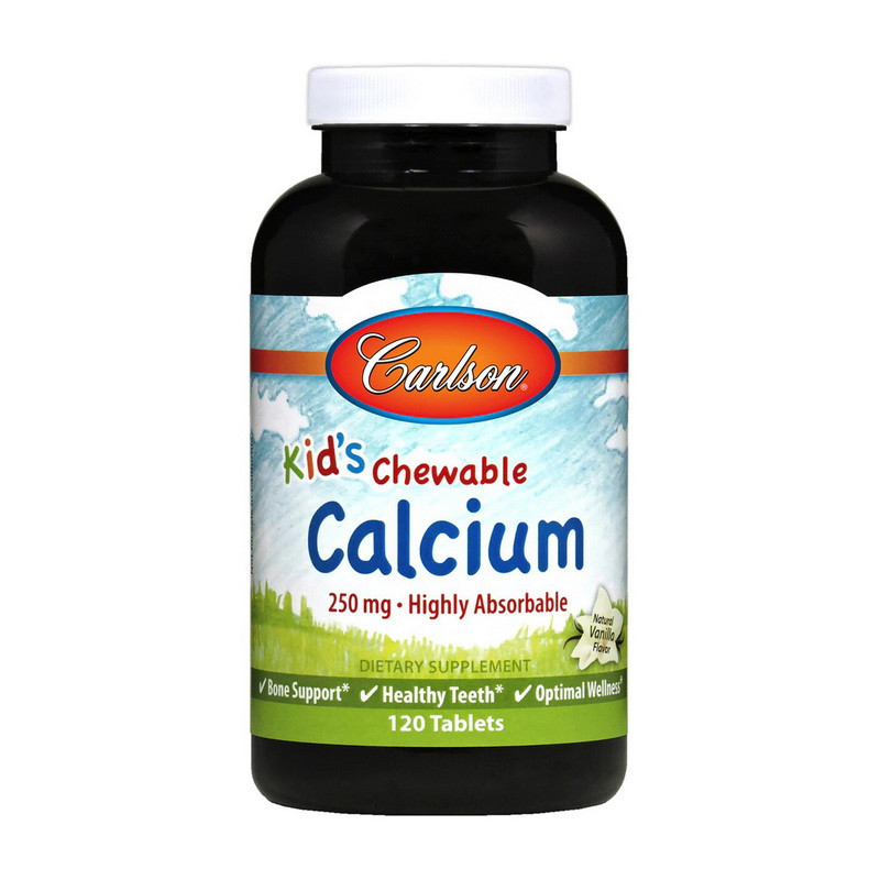 Кальцій дитячий Carlson Kids Chewable Calcium 250 mg 120 таб ваніль