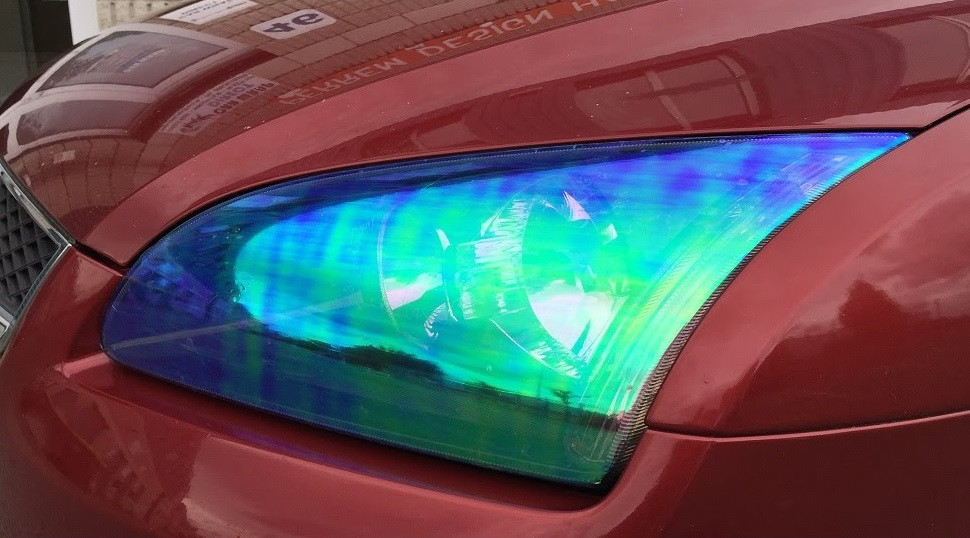 Тонувальна плівка хамелеон 100 х 30 см (Синя). Автомобільна вінілова плівка на фари