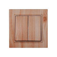 ElectroHouse Вимикач подвійний Світле дерево Enzo IP22