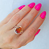 Жіноче срібне кільце з золотими вставками і аметрином "Єсенія", фото 2