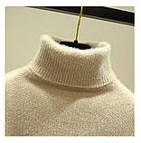 Светр жіночий м'який теплий з високим коміром, бежевий, S\M\L, фото 2