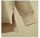 Светр жіночий м'який теплий з високим коміром, бежевий, S\M\L, фото 3