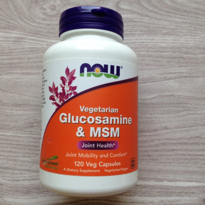 Глюкозамін МСМ сірка NOW Foods Vegetarian Glucosamine MSM 120 капс Для суглобів, фото 1