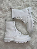 Демісезонні жіночі черевики Dr.Martens Mono White LUX шкіряні білі (мартинси), фото 10