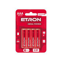 Батарейки щелочные ААА ETRON Mega Power AAA LR03 бл4 4821327001862