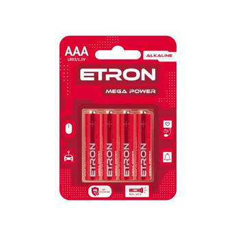Батарейки лужні ААА ETRON Mega Power AAA LR03 бл4 4821327001862