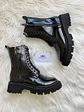 Черевики жіночі Balenciaga Tractor Lacquer Black з натуральної лакової шкіри баленсіага трактор, фото 8