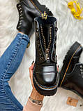 Демісезонні жіночі черевики Dr.Martens Jadon Black Zip шкіряні чорні (мартинси чорний жадон), фото 3