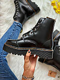Демісезонні жіночі черевики Dr.Martens Jadon Black Zip шкіряні чорні (мартинси чорний жадон), фото 5