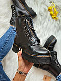 Демісезонні жіночі черевики Dr.Martens Jadon Black Zip шкіряні чорні (мартинси чорний жадон), фото 6