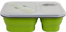 Контейнер на 2 відсіку Tramp TRC-090 900 мл з ловилкой силіконовий Olive (N008771), фото 3