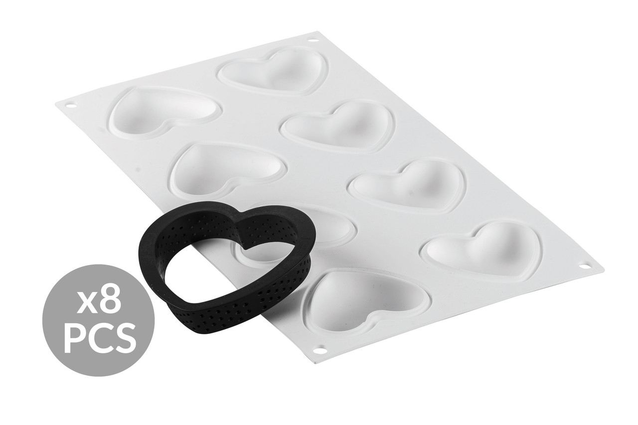 Форма для тарталеток "Kit Tarte Ring Amore" 6.5х5.5х1.5см/240мл силіконова + 8 кілець Silikomart, фото 1