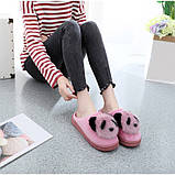 Тапочки домашні жіночі кімнатні. Теплі хутряні капці Панди, р. 40-41 Рожевий, фото 3