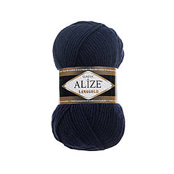 Пряжа для ручного в'язання Alize LANAGOLD (Алізе ланаголд) 318 темно-синій