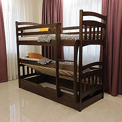 Ліжко двох'ярусне дерев'яне Бембі з підйомним механізмом  масив бука (трансформер)