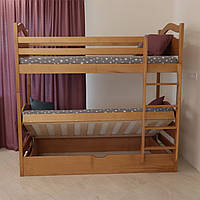 Кровать двухъярусная деревянная Винни Пух с подъемным механизмом (трансформер)