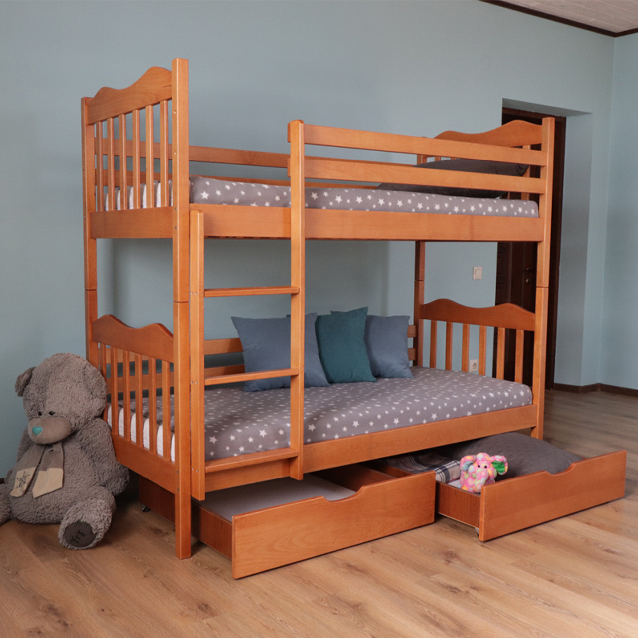 Ліжко-трансформер дитяче дерев'яне двох'ярусне Мауглі 900х2000