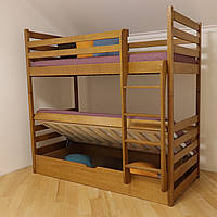 Ліжко двох'ярусне дерев'яне Шрек з підйомним механізмом масив бука (трансформер)