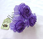 Шпильки для волосся з квітами з тканини ручної роботи "Бузкова чайна троянда", фото 2