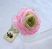 Шпильки для волос с цветами ручной работы из ткани "Розовый ранункулюс"