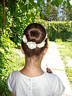 Набір заколок для ошатної зачіски з квітами ручної роботи з тканини "Молочні чайні троянди", фото 3
