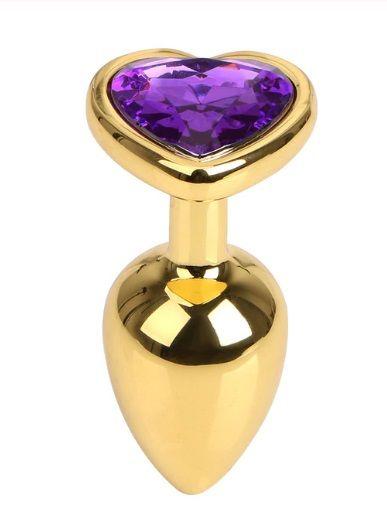 Анальна пробка Gold Metall Dark Heart Violet, M