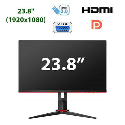 Новий монітор AOC 24G2U5/BK/ 23.8" (1920x1080) IPS WLED/2x HDMI, DP, VGA, USB, 2x Audio Ports/ вбудовані, фото 2