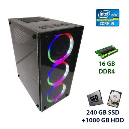 Game PC 1st Player X2-R1 Tower / Intel Core i5-7400 (4 ядра по 3.0 - 3.5 GHz) / 16 GB DDR4 / 240 GB SSD+1000, фото 1