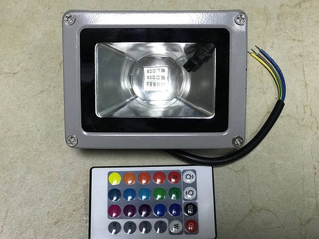 Світлодіодний лінзований прожектор RGB SL9-21L 10 Вт пульт у комплекті 220 V IP65 Код.59774, фото 2