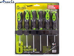 Набір викруток 6 предметів шліц і хрест Alloid АЛЕ-6Б з планкою для кріплення